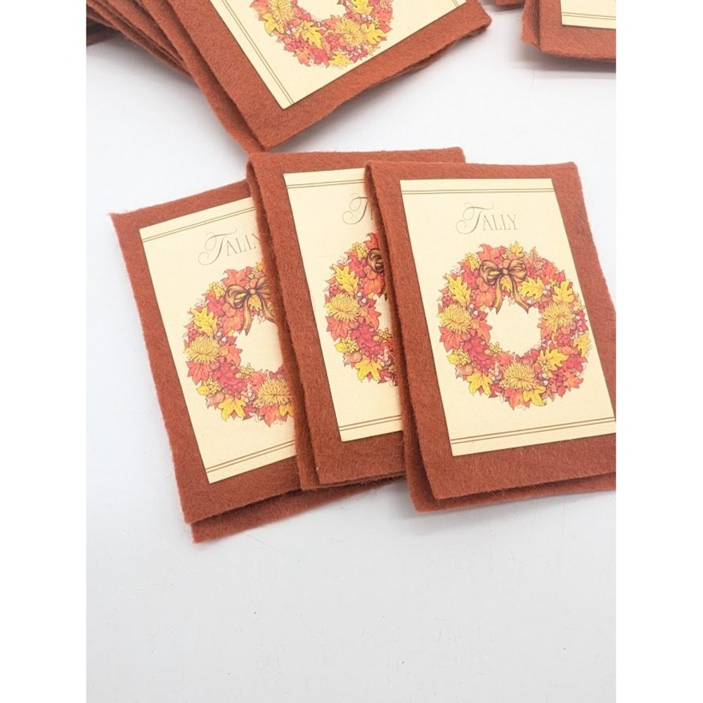 12 Set Vintage Bridge Tally Card Book Holders Autumn Wreath Fall Harvest Party - Picture 4 of 12